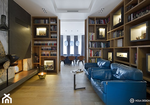 Bliżej świata - Duże w osobnym pomieszczeniu z sofą czarne biuro, styl nowoczesny - zdjęcie od HOLA DESIGN
