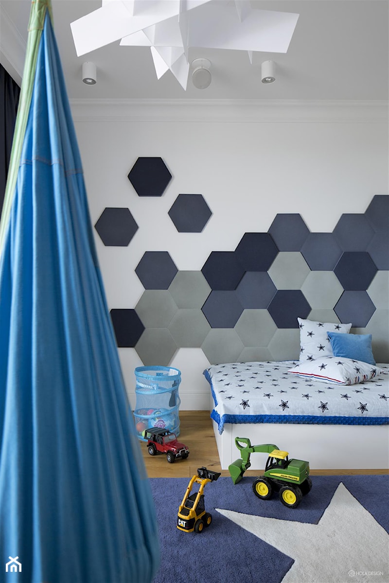 Penthouse rodzinny - Średni biały szary niebieski pokój dziecka dla dziecka dla chłopca dla dziewczynki, styl nowoczesny - zdjęcie od HOLA DESIGN