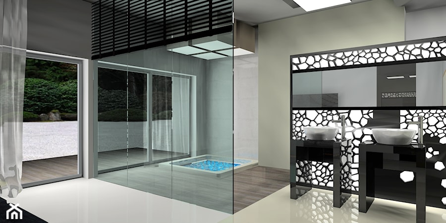 sypialnia z otwartą łazienką z jacuzzi - Łazienka, styl nowoczesny - zdjęcie od BB Projekt
