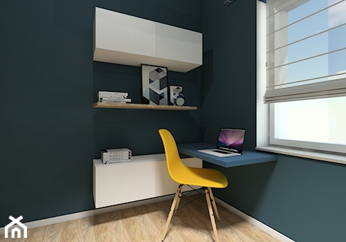 DOM NA ZŁOTNIE - Małe z zabudowanym biurkiem czarne biuro - zdjęcie od LUIZA STAR