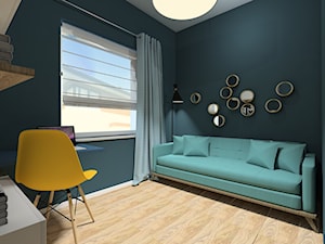 DOM NA ZŁOTNIE - Średnie w osobnym pomieszczeniu z sofą niebieskie biuro - zdjęcie od LUIZA STAR