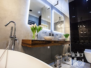 Realizacja łazienki z wanną wolnostojącą - Mała bez okna z lustrem z punktowym oświetleniem łazienka, styl glamour - zdjęcie od LIL'LET arch. Karolina Lewandowska