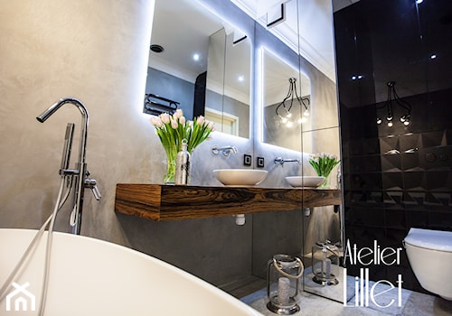 Realizacja łazienki z wanną wolnostojącą - Mała bez okna z lustrem z punktowym oświetleniem łazienka, styl glamour - zdjęcie od LIL'LET arch. Karolina Lewandowska