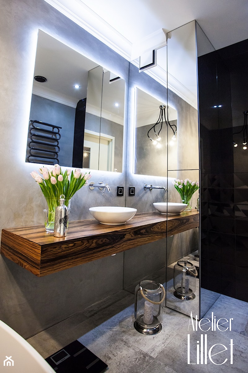 Realizacja łazienki z wanną wolnostojącą - Średnia bez okna z lustrem z punktowym oświetleniem łazienka, styl minimalistyczny - zdjęcie od LIL'LET arch. Karolina Lewandowska