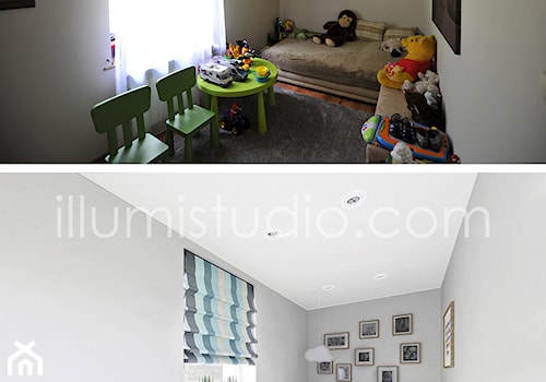 WNĘTRZA - wizualizacje - Średni szary pokój dziecka dla nastolatka dla chłopca dla dziewczynki, styl nowoczesny - zdjęcie od ILLUMISTUDIO