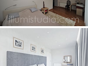WNĘTRZA - wizualizacje - Duża beżowa sypialnia, styl skandynawski - zdjęcie od ILLUMISTUDIO