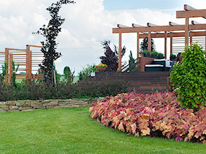 Ogród z pergolą na tarasie - Średni ogród za domem - zdjęcie od Pracownia Projektowa Architektury Krajobrazu Januszówka