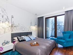 Duża sypialnia z balkonem / tarasem, styl minimalistyczny - zdjęcie od Fabryka Nastroju Izabela Szewc