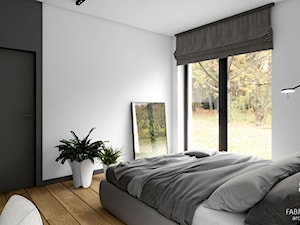 Dom z betonem - Średnia biała czarna z biurkiem sypialnia, styl skandynawski - zdjęcie od Fabryka Nastroju Izabela Szewc