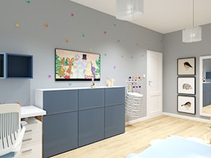 Dom z brzozą - Średni szary pokój dziecka dla dziecka dla chłopca dla dziewczynki, styl skandynawski - zdjęcie od Fabryka Nastroju Izabela Szewc