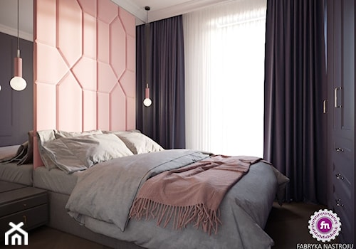 Mieszkanie w stylu glamour - Mała czarna różowa sypialnia, styl glamour - zdjęcie od Fabryka Nastroju Izabela Szewc