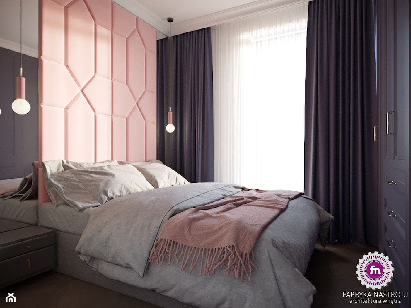 Mieszkanie w stylu glamour - Mała czarna różowa sypialnia, styl glamour - zdjęcie od Fabryka Nastroju Izabela Szewc - Homebook
