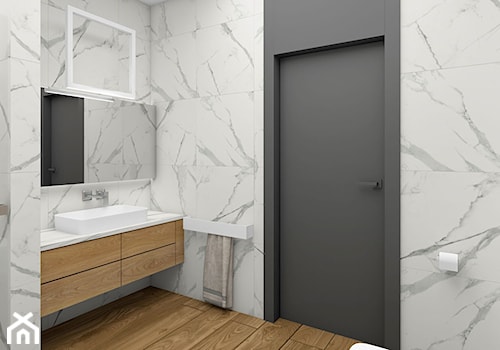 Dom z betonem - Średnia bez okna z lustrem z punktowym oświetleniem łazienka, styl minimalistyczny - zdjęcie od Fabryka Nastroju Izabela Szewc