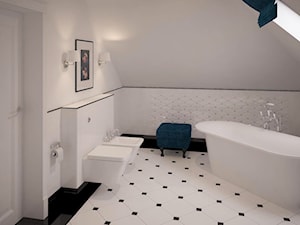 Stylowe szarości - Duża na poddaszu jako pokój kąpielowy łazienka z oknem, styl tradycyjny - zdjęcie od Fabryka Nastroju Izabela Szewc