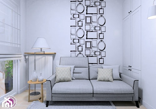 Artystycznie na Żoliborzu - Małe w osobnym pomieszczeniu z sofą białe biuro, styl skandynawski - zdjęcie od Fabryka Nastroju Izabela Szewc