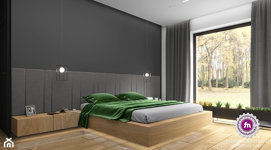Dom z betonem - Średnia biała czarna sypialnia, styl tradycyjny - zdjęcie od Fabryka Nastroju Izabela Szewc