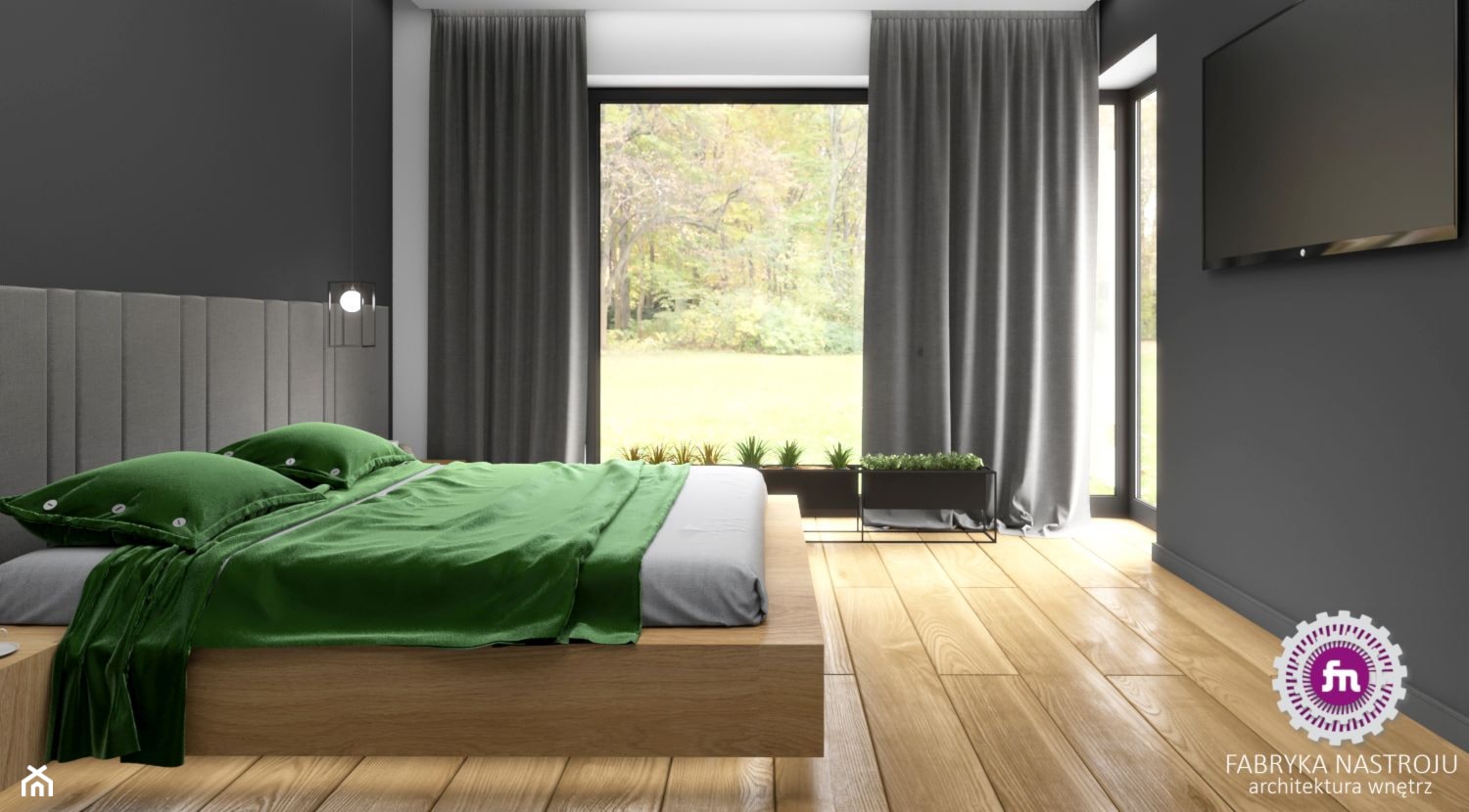 Dom z betonem - Średnia czarna sypialnia, styl minimalistyczny - zdjęcie od Fabryka Nastroju Izabela Szewc - Homebook