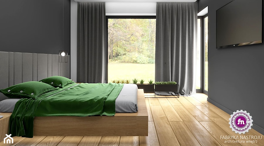 Dom z betonem - Średnia czarna sypialnia, styl minimalistyczny - zdjęcie od Fabryka Nastroju Izabela Szewc