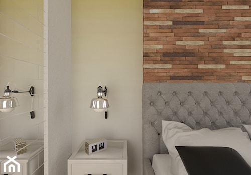 Aranżacje - Mała biała żółta sypialnia, styl nowoczesny - zdjęcie od Elkamino Dom