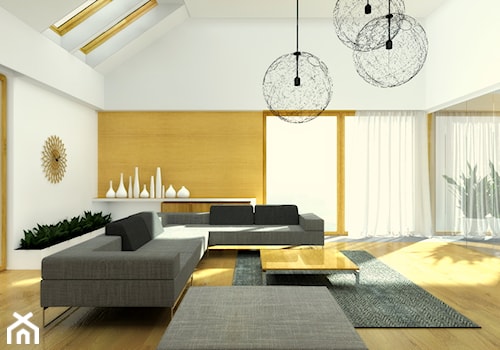 Dom w drewnie - Średni biały salon, styl nowoczesny - zdjęcie od Free Form Pracownia Architektoniczna