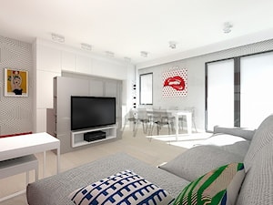 Projekt mieszkania dla singla - Salon, styl nowoczesny - zdjęcie od Free Form Pracownia Architektoniczna