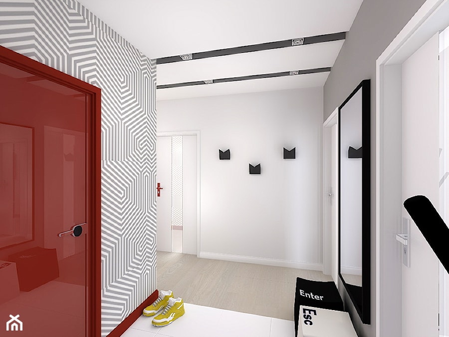 Projekt mieszkania dla singla - Hol / przedpokój, styl nowoczesny - zdjęcie od Free Form Pracownia Architektoniczna