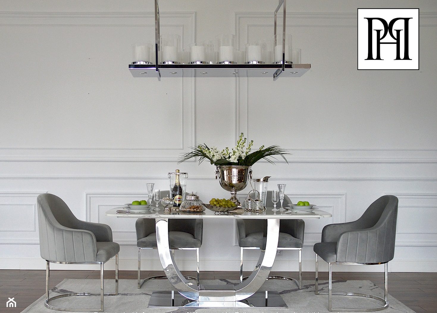 Nowoczesne oświetlenie - srebrny rustykalny nowoczesny żyrandol w stylu Glamour - zdjęcie od PRIMAVERA-HOME.COM - Homebook