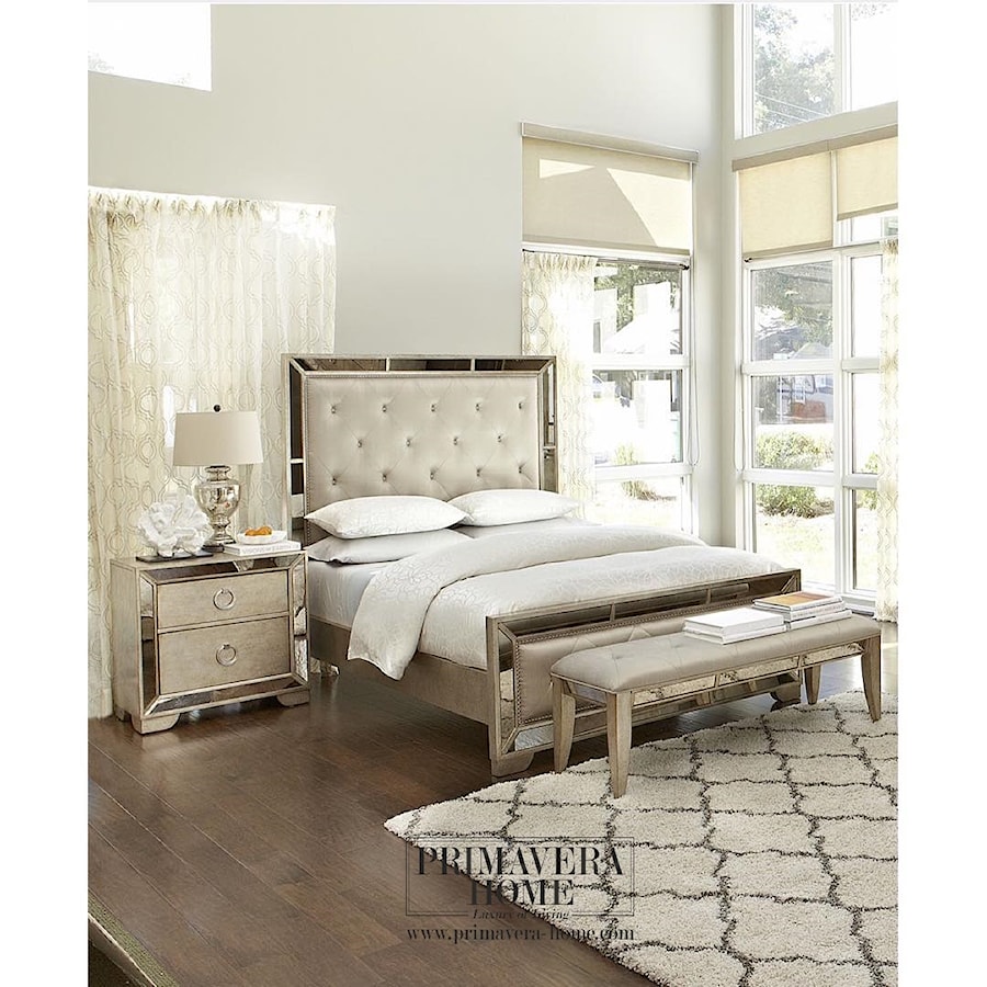 Amerykańskie meble lustrzane w stylu Nowojorskim - Średnia szara sypialnia, styl glamour - zdjęcie od PRIMAVERA-HOME.COM