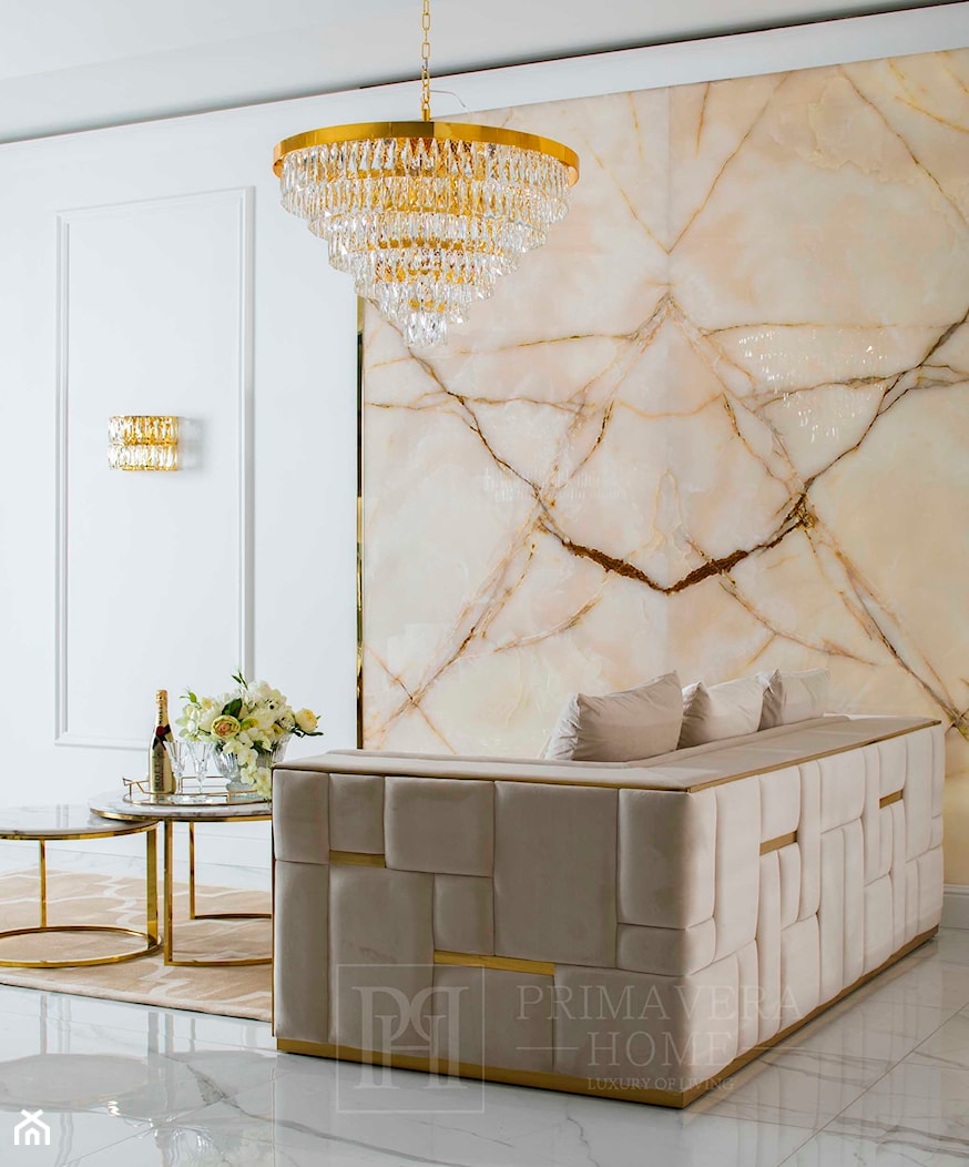 Żyrandol glamour kryształowy okrągły, nowoczesny lampa wisząca złoty GLAMOUR - zdjęcie od PRIMAVERA-HOME.COM - Homebook