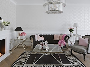 Apartament w stulu Glamour - luksusowe wnetrza: salon, sypialnia, kuchnia, łazie - Duży biały salon - zdjęcie od PRIMAVERA-HOME.COM