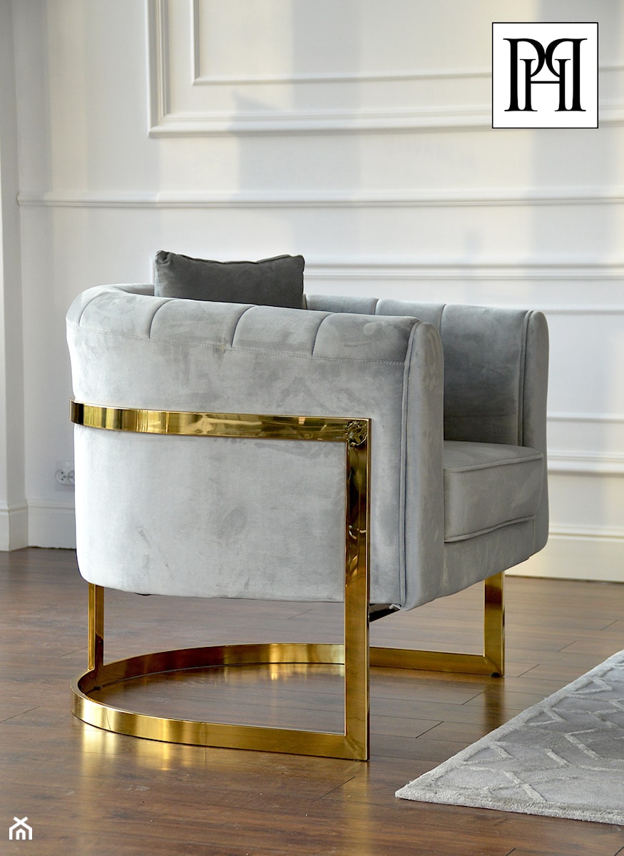 Meble tapicerowane - szary nowoczeny fotel w stylu Glamour - zdjęcie od PRIMAVERA-HOME.COM