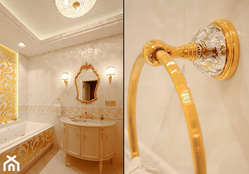 Łazienka w stylu Glamour z obrazem z mozaiki - Średnia z punktowym oświetleniem łazienka, styl glamour - zdjęcie od PRIMAVERA-HOME.COM