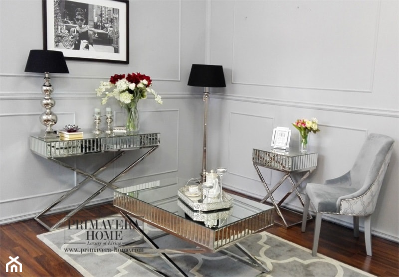 Meble lustrzane w stylu nowojorskim - Biały salon, styl glamour - zdjęcie od PRIMAVERA-HOME.COM - Homebook