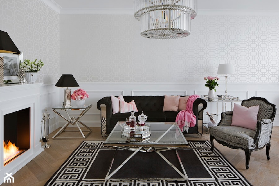 Apartament w stulu Glamour - luksusowe wnetrza: salon, sypialnia, kuchnia, łazie - Średni biały salon, styl glamour - zdjęcie od PRIMAVERA-HOME.COM