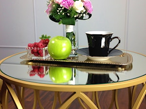 Stolik kawowy ława szklany Vicenza złoty szalowy - zdjęcie od PRIMAVERA-HOME.COM