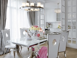 Apartament w stulu Glamour - luksusowe wnetrza: salon, sypialnia, kuchnia, łazie - Średnia biała jadalnia w kuchni jako osobne pomieszczenie - zdjęcie od PRIMAVERA-HOME.COM