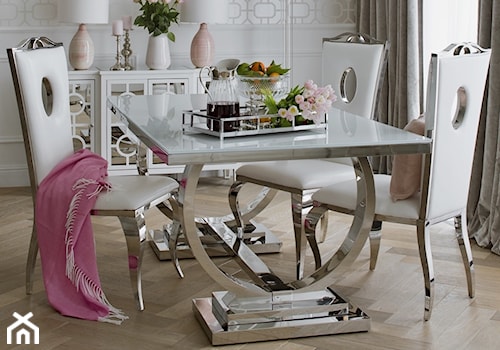 Apartament w stulu Glamour - luksusowe wnetrza: salon, sypialnia, kuchnia, łazie - Średnia biała jadalnia jako osobne pomieszczenie, styl glamour - zdjęcie od PRIMAVERA-HOME.COM