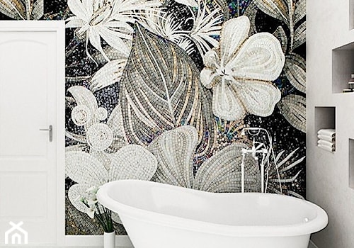 Łazienka w stylu Glamour z obrazem z mozaiki - Mała na poddaszu bez okna łazienka, styl glamour - zdjęcie od PRIMAVERA-HOME.COM