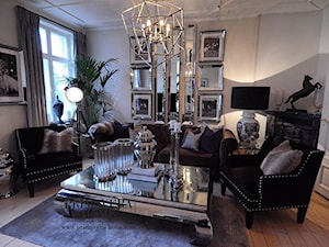 Obrazy w lustrzanych ramach - Średni beżowy salon, styl glamour - zdjęcie od PRIMAVERA-HOME.COM
