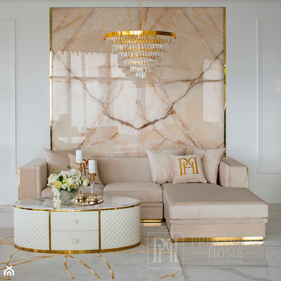 Żyrandol glamour kryształowy okrągły, nowoczesny lampa wisząca złoty GLAMOUR - zdjęcie od PRIMAVERA-HOME.COM