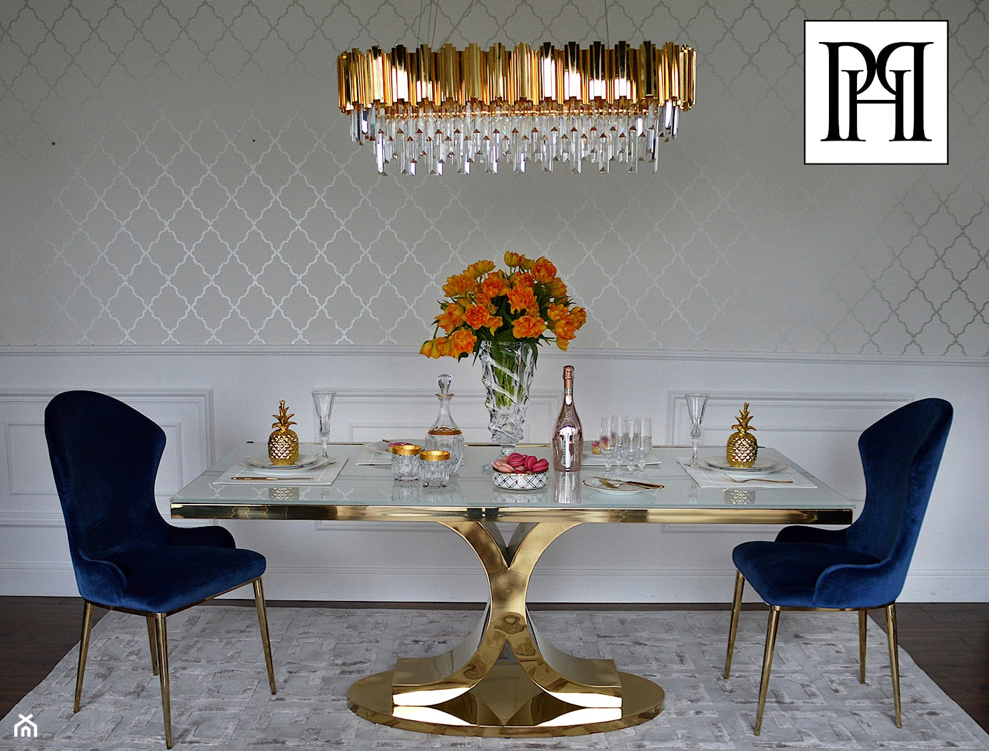 Nowoczesne oświetlenie - złoty kryształowy nowoczesny żyrandol w stylu Glamour - zdjęcie od PRIMAVERA-HOME.COM - Homebook