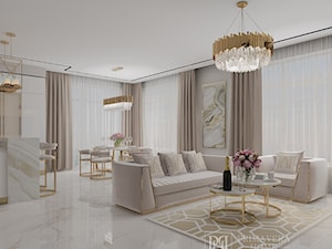 Salon w stylu Glamour - sofa fotel stolik kawowy oświetlenie żyrandol dywan - zdjęcie od PRIMAVERA-HOME.COM