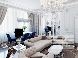Wnętrza w stylu Modern Classic - Średni salon z jadalnią, styl glamour - zdjęcie od PRIMAVERA-HOME.COM