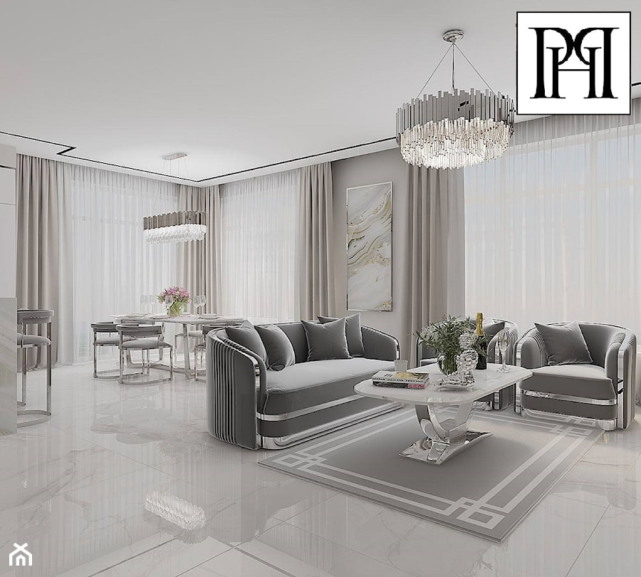 Salon i jadalnia w stylu Glamour - srebrne akcenty - zdjęcie od PRIMAVERA-HOME.COM