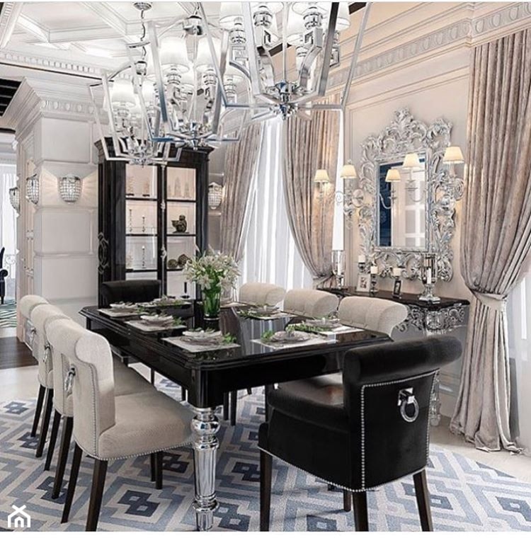 Meble Glamour na zamówinie - Duża biała jadalnia jako osobne pomieszczenie, styl glamour - zdjęcie od PRIMAVERA-HOME.COM