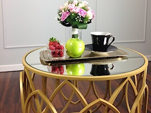 Stolik kawowy ława szklany Vicenza złoty stalowy - zdjęcie od PRIMAVERA-HOME.COM