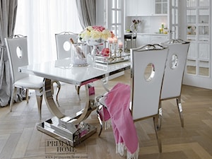 Apartament w stulu Nowojorskim - luksusowe wnetrza: salon, sypialnia - Średnia biała jadalnia jako osobne pomieszczenie, styl glamour - zdjęcie od PRIMAVERA-HOME.COM