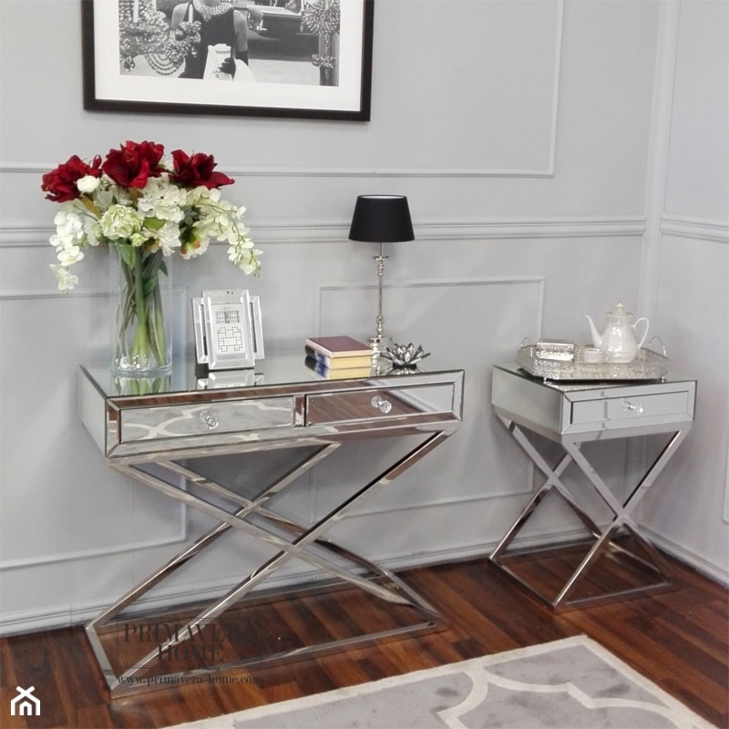 Meble lustrzane w stylu nowojorskim - Mały średni biały salon, styl glamour - zdjęcie od PRIMAVERA-HOME.COM - Homebook