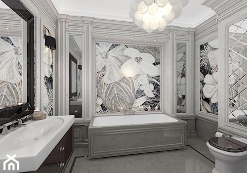 Wnętrza w stulu nowojorskim. Meble lustrzane i tapicerowane z naszej oferty. - Średnia łazienka, styl glamour - zdjęcie od PRIMAVERA-HOME.COM