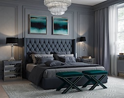 Meble tapicerowane na zamówinie w stylu nowojorskim i glamour - Średnia szara sypialnia, styl glamo ... - zdjęcie od PRIMAVERA-HOME.COM - Homebook
